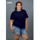 WOMENS PLUS T-SHIRT-NAVY BLUE-DWP 50001